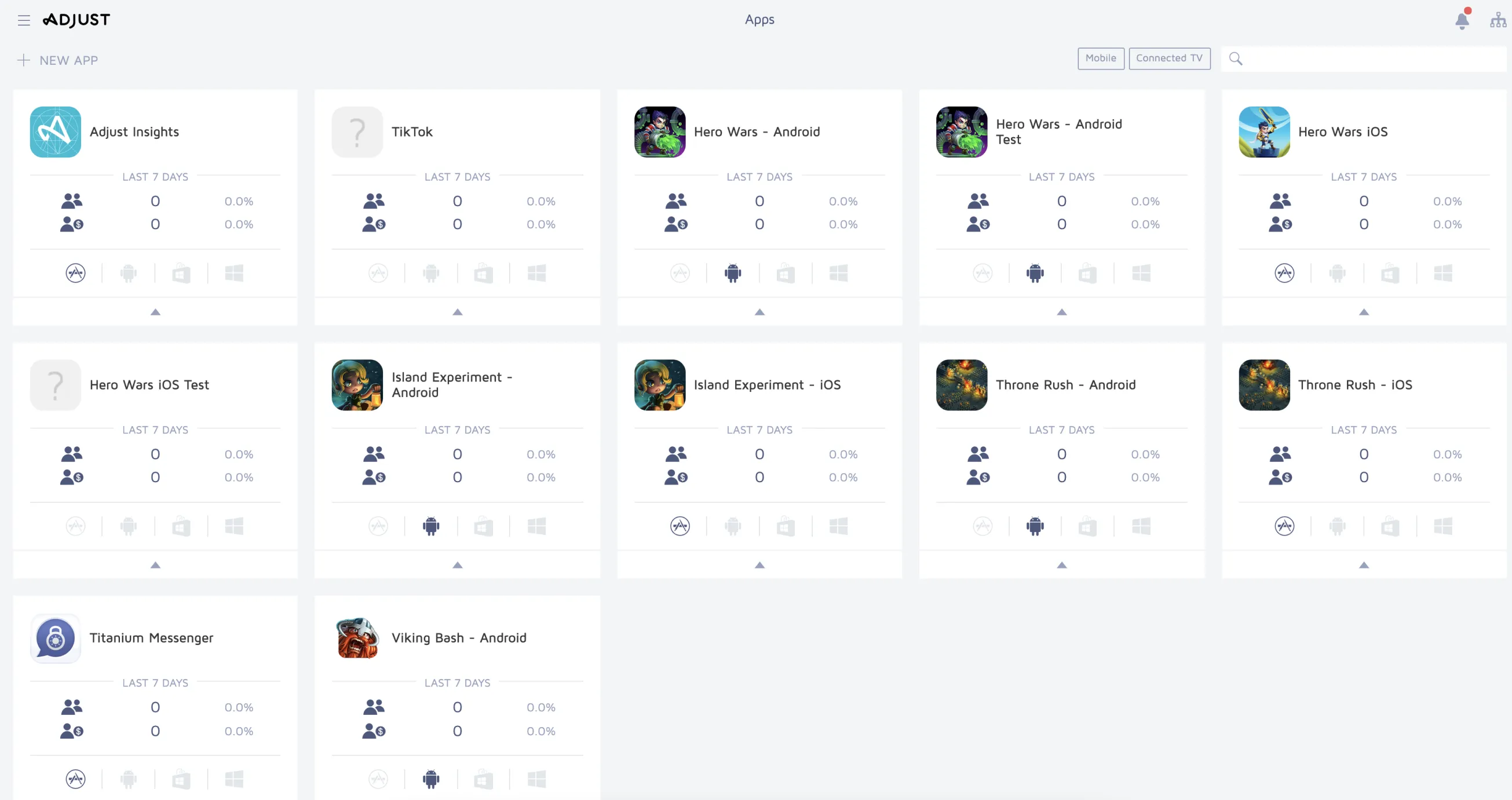 Adjust onboarding dashboard